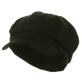 Cotton Elastic Newsboy Cap-Black