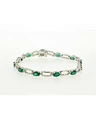 14K White Gold Diamond/Emerald Bracelet