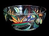 Bird of Paradise Design - Hand Painted - Serving Bowl - 11 inch diameter
