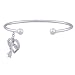 Rhodium Plated Sterling Silver Diamond Accent Heart and Star Dangle Cuff Bracelet, 7