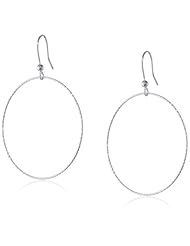 Sterling Silver Textured Open Circle Drop French Wire Earrings