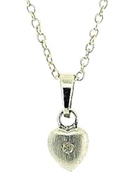 Jo For Girls Sterling Silver 3D Matt Diamond Heart Pendant with Chain
