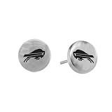 Team Titanium Buffalo Bills Steel Button Logo Earrings