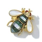 14k Gold Bee Pin and Pendant w Malachite and Mother of Pearl or Black Onyx