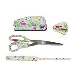 FloralDeskSetwithStapler,StapleRemover,LetterOpener,Scissors-WhitewithFlowers