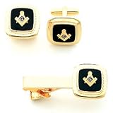 Thumbnail image for Masonic Cuff Links & Tie Bar Set – Yellow Gold Plated