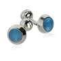 Round Blue Starburst Silver Cuff Links with Gift Box
