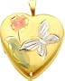 14K Two Tone Gold Butterfly Flower Locket Jewelry
