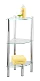 WENKO 15850100 Exclusiv Haushalts- und Badeckregal Yago - 3 Glas-Ablagen, Chrom 30 x 74 x 30 cm
