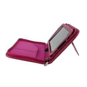 rooCase Executive Leather Portfolio (Magenta) Case Cover with Stand for Samsung Galaxy Tab Tablet P1000 Wi-Fi / 3G: MP3 Players &amp; Accessories