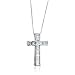 Certified 14k White Gold Princess Cut and Baguette Diamond Cross Pendant Necklace (GH, SI3-I1, 0.32 carat) image 2