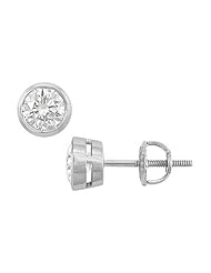14K White Gold Bezel-Set Round Diamond Stud Earrings 1.00 CT. TW.
