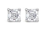 1 3/8 Carat Asscher Cut Diamond Stud Earrings 18K White Gold GIA certified