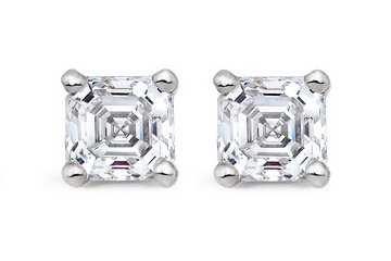 4 1/2 Carat Asscher Cut Diamond Stud Earrings 18k White Gold GIA certified