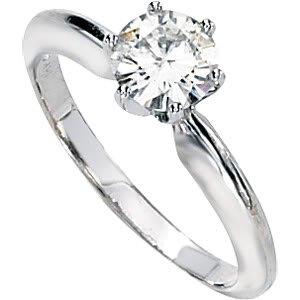 Gorgeous! Women's 14k White-gold 6MM=3/4 CT Round Moissanite Solitaire Engagement Ring Gorgeous! Women's 14k White-gold 6MM=3/4 CT Round Moissanite Solitaire Engagement Ring