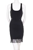 Forever 21 Knee Length Fringe Sleeveless Dress Black