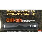 Chi Flat Iron 1 Original Professional Pro Chi-tah Cheetah Ceramic Hairstyling, Straighten, Curl, Flip, Style with Free Thermal Mat with Swivel Cord. Gold Leopard Design.