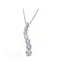 14k White Gold Diamond Journey Pendant .92 Carats