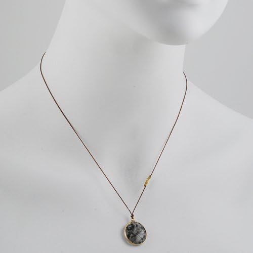 MARGARET SOLOW - Tourmilated Quartz Bezel Necklace in Brass