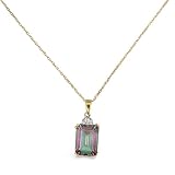 9ct Yellow Gold Ladies Pendant Set with Green Mystic Topaz and ½pt of Diamonds on an 18 Prince of Wales Chain