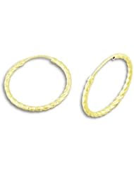 14K Yellow Gold Large Twisted Polished Hoop Kids Earrings