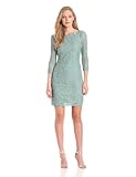 Adrianna Papell Women's Long Sleeve Lace Dress, Mint Green, 10