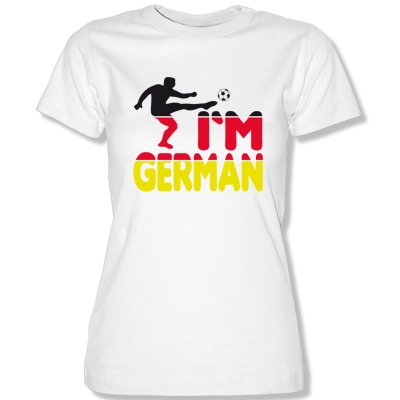 DEUTSCHLAND MOTIV 2 Damen T-Shirt Weiss / Schwarz-Rot-Gelb Gr. L