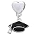 Graduation Cap European Heart Charm Dangle Bead [Jewelry]