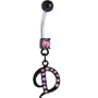 Black Anodized PINK Jeweled Initial Belly Ring-LETTER "D"
