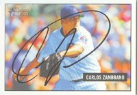 Carlos Zambrano, Chicago Cubs, 2005 Bowman Heritage Autographed Card