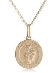 14k Yellow Gold Saint Anthony Medal, 18"