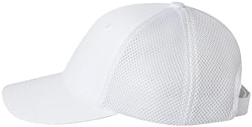 100% Cotton Mesh Foam Mid Profile Quality Unisex Baseball Cap - With Velcro Closure on Back of Hat (White/White)