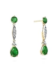 Genuine Emerald 14kt Yellow Gold Dangle Drop Earrings