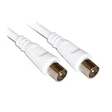 1M White Coaxial RF TV Aerial Male to Male Lead Cable TWG