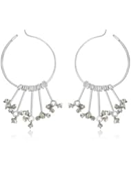 2.20 Cts Beads Light Gray Rough Diamond Circle Earrings in Silver