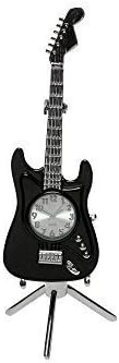 Black & Silver Fender Guitar & Stand - Miniature Ornamental Quartz Clock