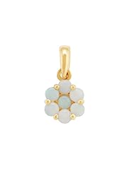 9ct Yellow Gold 0.29ct Opal Floral Cluster Pendant