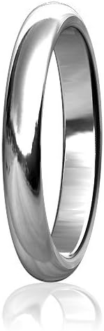 Plain Mens or Ladies Classic Domed Wedding Band, 3mm wide, 2mm thick, comfort fit in Sterling Silver - size 9.5