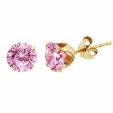 14K Gold 5 mm Pink cz Stud Earrings