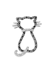 Black Cat Pendant Cubic Zirconia Sterling Silver 925