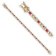 Gold Plated Brass Bracelets with Ruby CZ ,7 Inches