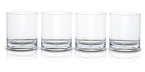 Modern Innovations 14 OZ SAN Double Old Fashioned Whiskey Tumbler Set of 4-- Restaurant Quality BPA Free, Break Resistant, Dishwasher Safe Acrylic Drinking Glasses and Whiskey Glass Set