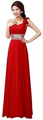 Polyester/Spandex Beaded One Shoulder Empire   Waistline Evening Dress/Bridesmaid Dress/Prom Dress/Party Dress 
