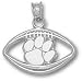 Clemson Tigers Solid Sterling Silver Paw Pierced Football Pendant