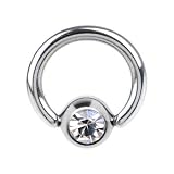 16 Gauge 1/4 Inches Austrian Crystal BCR Captive Ring