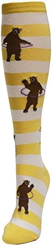 ModSock Womens Bears with Hoops Knee Socks 6-10 Gold
