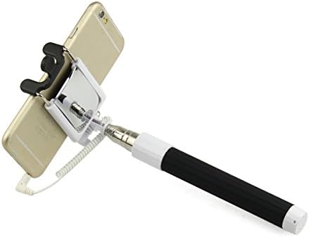 AURIN® Newest Mini Wired Cable Selfie stick with Adjustable Phone Holder &amp; Built-in Remote Shutter + Rearview Mirror for iPhone 6 Plus 6 5S 5 4S 4, Samsung Galaxy Note 4 3 2, S5 4 3, HTC One M8, LG G2 G3,Google Nexus 6, Sony-Black