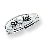 Sterling Silver Antiqued Bead with 20 inch Sterling Silver Chained Toe Ring