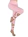 Women Self-tie Turnout Leggings Yoga Sport Soft Pants Pink Small