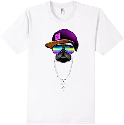 Men's Shirt Pug Hip Hop T Men Tee Life Dog Funny Rap Thug New Pupp XL White